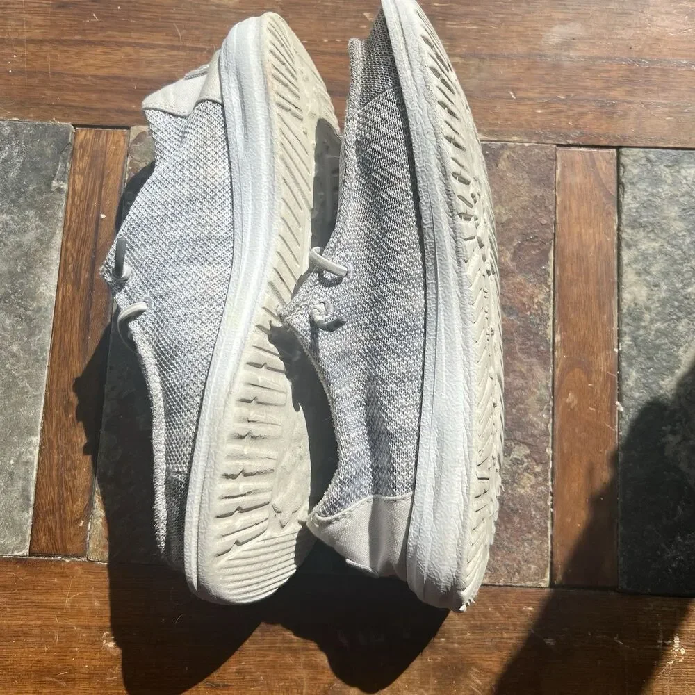 Hey Dude Unisex Wendy Sox Glacier Gray- Stone White- Slip on Shoes Womens 7